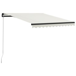 vidaXL Toldo retráctil manual con LED crema 300x250 cm