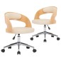 vidaXL Sillas de comedor giratorias 2 uds madera curvada cuero crema vidaXL Sillas de comedor giratorias 2 uds madera curvada cuero crema