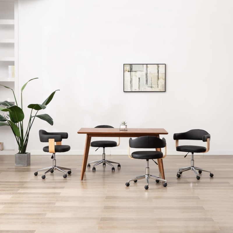 vidaXL Sillas de comedor giratorias 4 unidades cuero sintético negro vidaXL Sillas de comedor giratorias 4 unidades cuero sintético negro