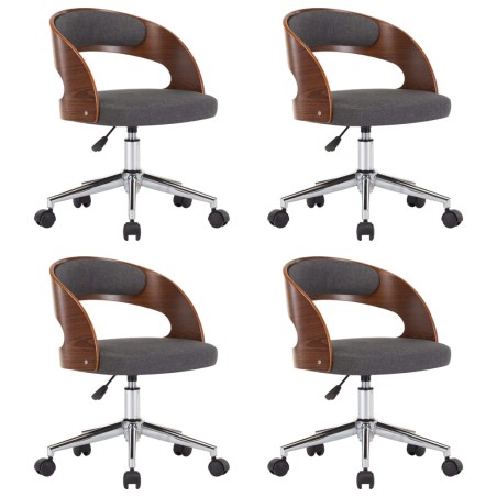 vidaXL Sillas de comedor girartorias 4 uds madera curvada y tela gris