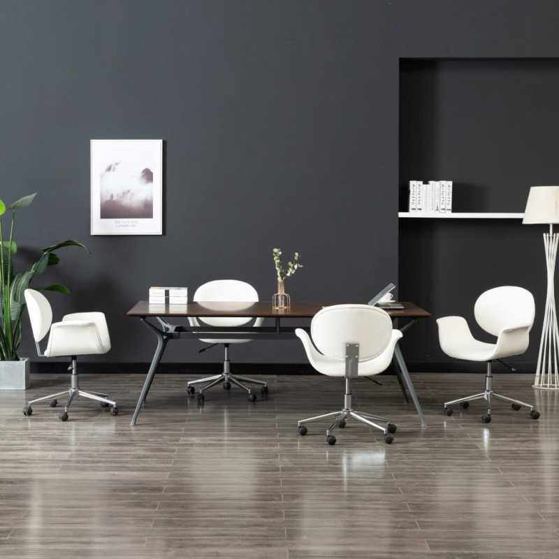 vidaXL Sillas de comedor giratorias 4 unidades cuero sintético blanco vidaXL Sillas de comedor giratorias 4 unidades cuero sintético blanco