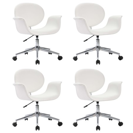 vidaXL Sillas de comedor giratorias 4 unidades cuero sintético blanco