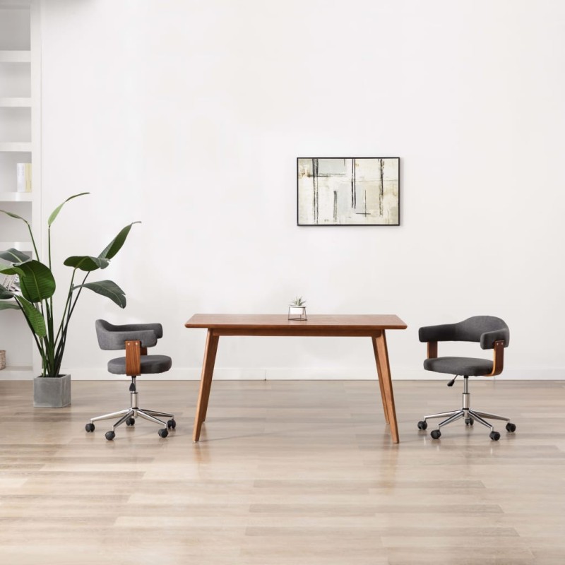 vidaXL Sillas de comedor girartorias 2 uds madera curvada y tela gris vidaXL Sillas de comedor girartorias 2 uds madera curvada y tela gris