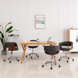 vidaXL Sillas de comedor giratorias 4 uds tela gris
