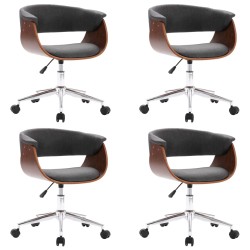 vidaXL Sillas de comedor giratorias 4 uds tela gris