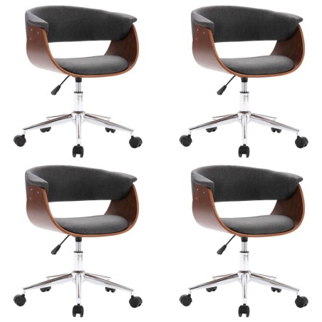 vidaXL Sillas de comedor giratorias 4 uds tela gris