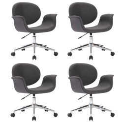 vidaXL Sillas de comedor giratorias 4 unidades tela gris