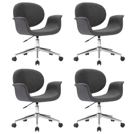 vidaXL Sillas de comedor giratorias 4 unidades tela gris