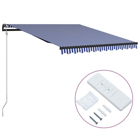 vidaXL Toldo automático retráctil azul y blanco 300x250 cm