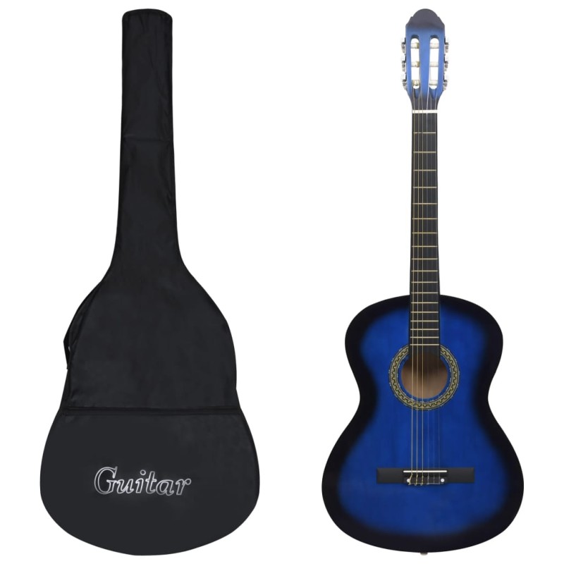vidaXL Guitarra clásica para principiantes con funda azul 4/4 39" vidaXL Guitarra clásica para principiantes con funda azul 4/4 39"