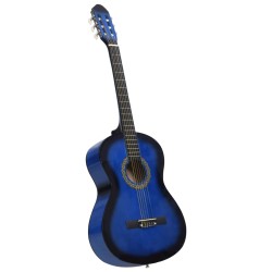 vidaXL Guitarra clásica para principiantes con funda azul 4/4 39"