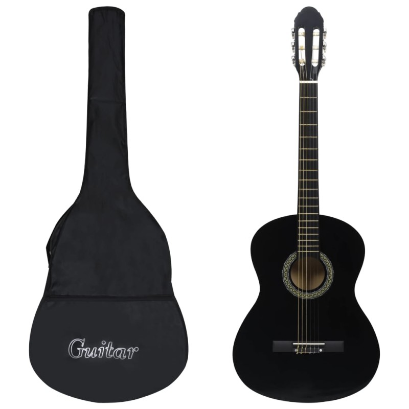 vidaXL Guitarra clásica para principiantes con funda negro 4/4 39" vidaXL Guitarra clásica para principiantes con funda negro 4/4 39"