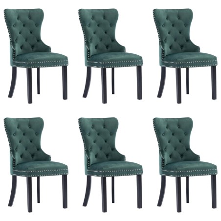 vidaXL Sillas de comedor 6 unidades terciopelo verde oscuro