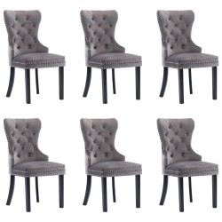 vidaXL Sillas de comedor 6 unidades terciopelo gris