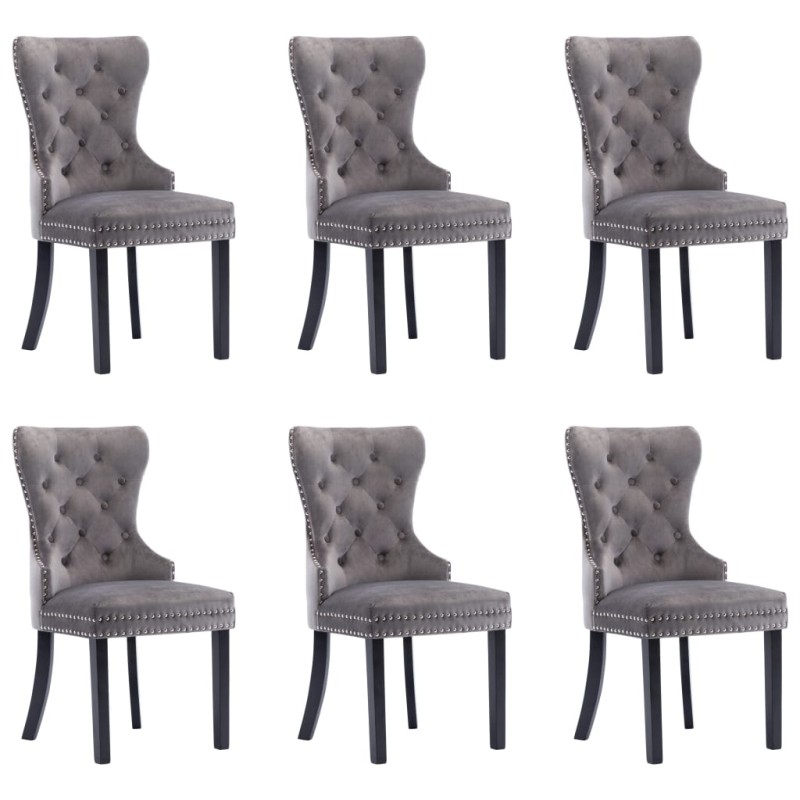 vidaXL Sillas de comedor 6 unidades terciopelo gris vidaXL Sillas de comedor 6 unidades terciopelo gris