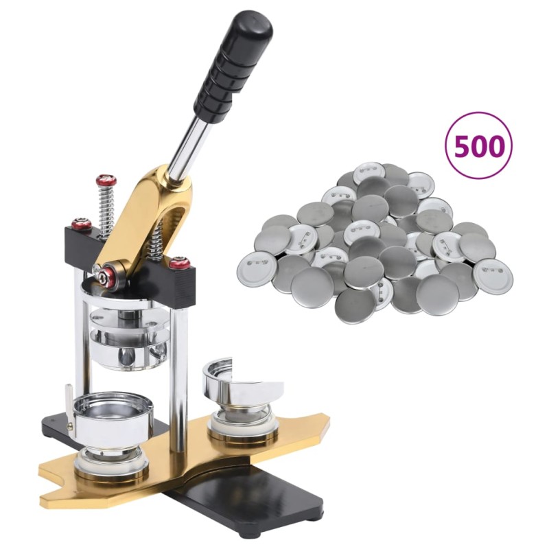 vidaXL Máquina de hacer insignias con 500 piezas de chapas 44 mm vidaXL Máquina de hacer insignias con 500 piezas de chapas 44 mm
