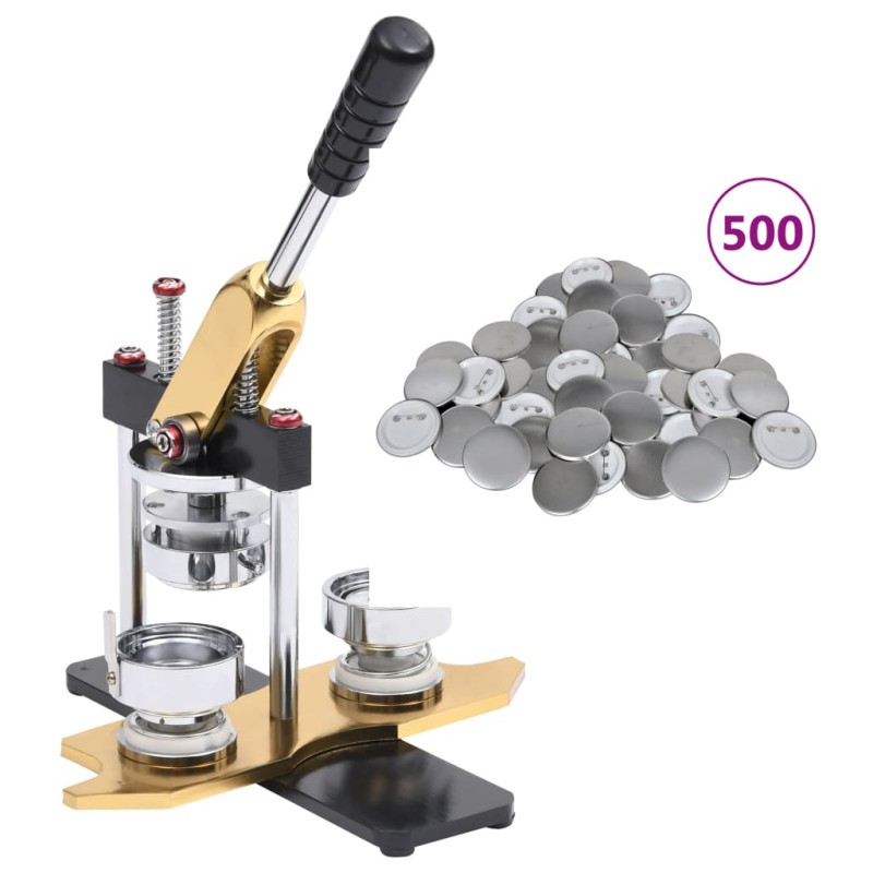 vidaXL Máquina de hacer insignias con 500 piezas de chapas 25 mm vidaXL Máquina de hacer insignias con 500 piezas de chapas 25 mm