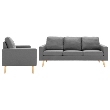 vidaXL Conjunto de sofás de 2 piezas tela gris claro