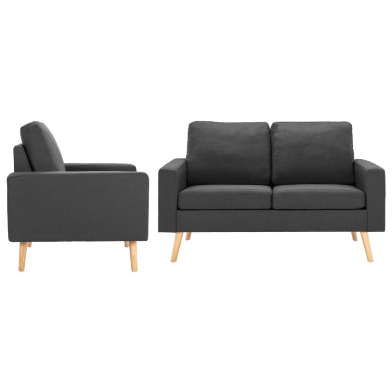 vidaXL Juego de sofás de 2 piezas de tela gris oscuro vidaXL Juego de sofás de 2 piezas de tela gris oscuro