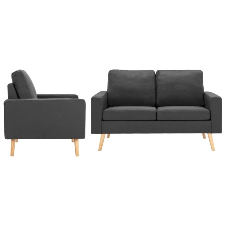 vidaXL Juego de sofás de 2 piezas de tela gris oscuro