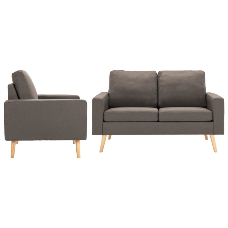 vidaXL Juego de sofás de 2 piezas de tela gris taupe vidaXL Juego de sofás de 2 piezas de tela gris taupe