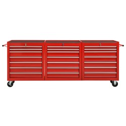 vidaXL Carro para herramientas con 21 cajones acero rojo