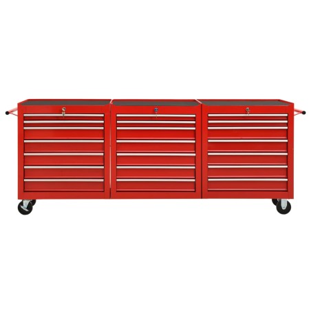 vidaXL Carro para herramientas con 21 cajones acero rojo