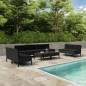 vidaXL Set muebles de jardín 10 piezas y cojines ratán sintético negro