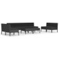vidaXL Set muebles de jardín 10 piezas y cojines ratán sintético negro
