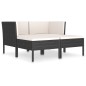 vidaXL Set de muebles de jardín 4 pzas y cojines ratán sintético negro