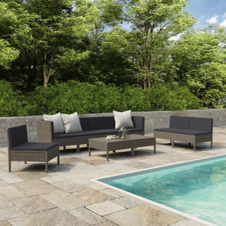 vidaXL Set de muebles de jardín 9 pzas y cojines ratán sintético gris
