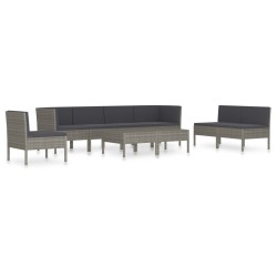 vidaXL Set de muebles de jardín 9 pzas y cojines ratán sintético gris