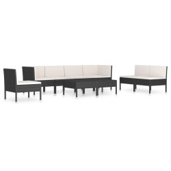 vidaXL Set de muebles de jardín 9 pzas y cojines ratán sintético negro