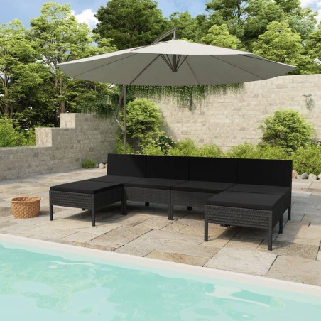 vidaXL Set de muebles de jardín 6 pzas y cojines ratán sintético negro