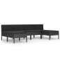 vidaXL Set de muebles de jardín 6 pzas y cojines ratán sintético negro vidaXL Set de muebles de jardín 6 pzas y cojines ratán sintético negro