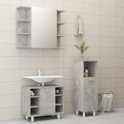 vidaXL Conjunto de muebles de baño 3 piezas aglomerado gris hormigón