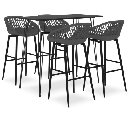 vidaXL Mesa alta y taburetes de bar 5 piezas negro y gris