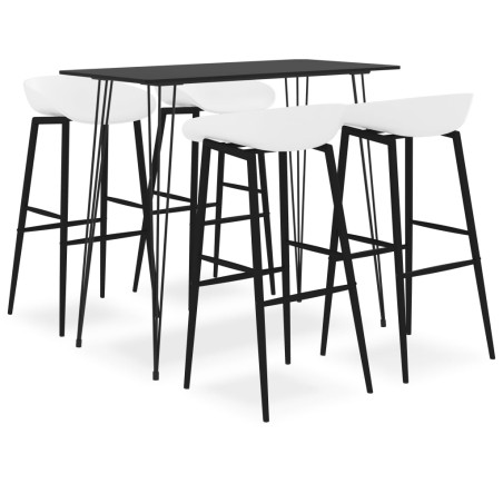 vidaXL Mesa alta y taburetes de bar 5 piezas negro y blanco