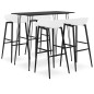 vidaXL Mesa alta y taburetes de bar 5 piezas negro y blanco