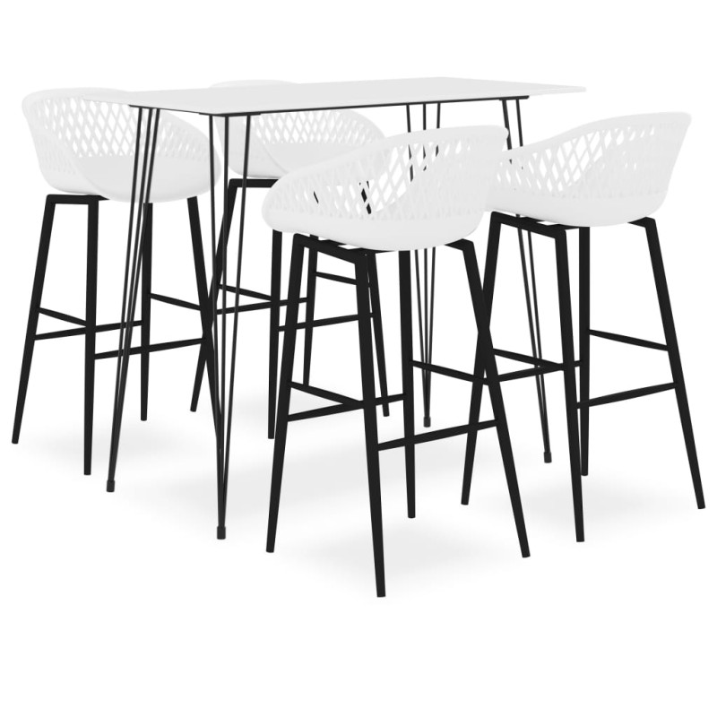 vidaXL Mesa alta y taburetes de bar 5 piezas blanco vidaXL Mesa alta y taburetes de bar 5 piezas blanco