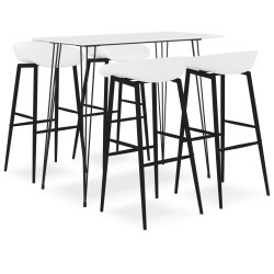 vidaXL Mesa alta y taburetes de bar 5 piezas blanco