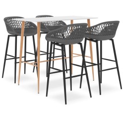 vidaXL Mesa alta y taburetes de bar 5 piezas blanco y gris