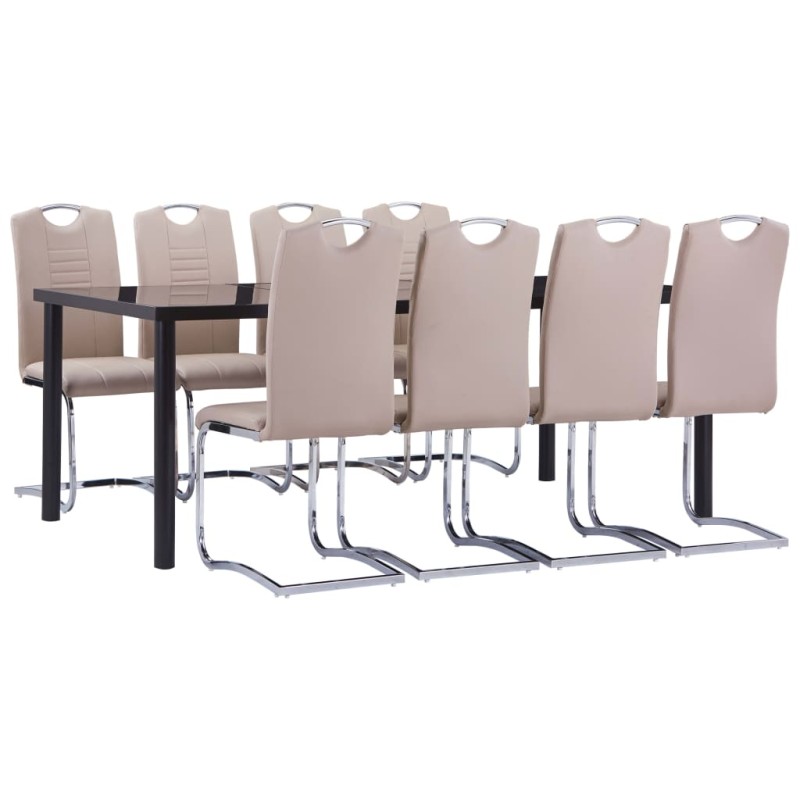 vidaXL Juego de comedor 9 piezas cuero sintético color capuchino vidaXL Juego de comedor 9 piezas cuero sintético color capuchino