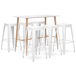 vidaXL Set de muebles de bar de 7 piezas blanco