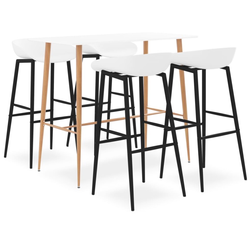 vidaXL Mesa alta y taburetes de bar 5 piezas blanco vidaXL Mesa alta y taburetes de bar 5 piezas blanco