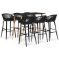 vidaXL Mesa alta y taburetes de bar 7 piezas negro