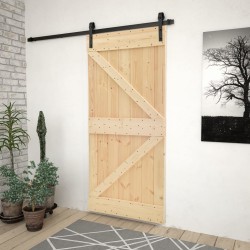 vidaXL Puerta corredera con herrajes madera maciza de pino 80x210 cm