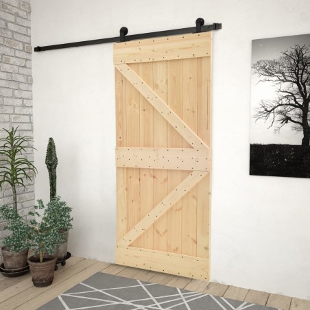 vidaXL Puerta corredera con herrajes madera maciza de pino 80x210 cm