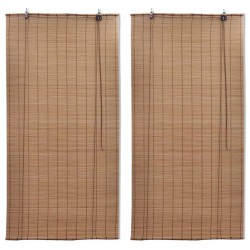 vidaXL Estor enrollable de bambú 2 unidades marrón 120x220 cm