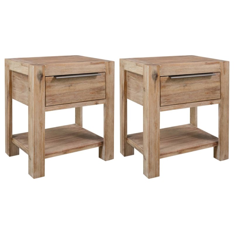 vidaXL Mesitas de noche con cajones madera acacia maciza 40x30x48 cm vidaXL Mesitas de noche con cajones madera acacia maciza 40x30x48 cm